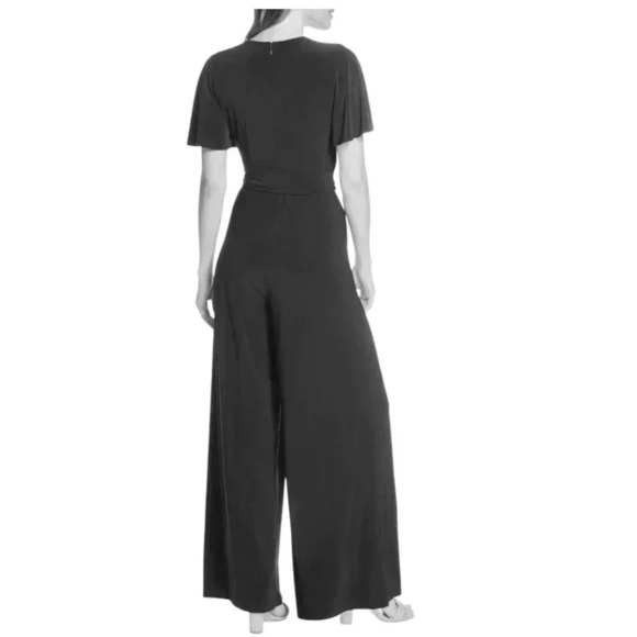 HARPER ROSE black wrap palazzo wide leg V-neck jumpsuit women’s size large - Picture 4 of 10